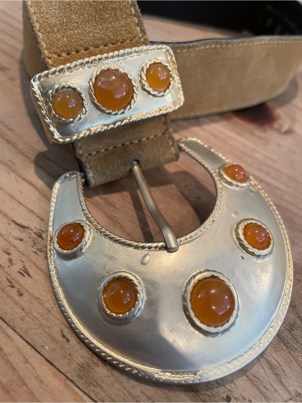 VTG Express Internat’l Compagnie Made in Italy Leather Belt Jewel Western Boho S - Picture 2 of 12
